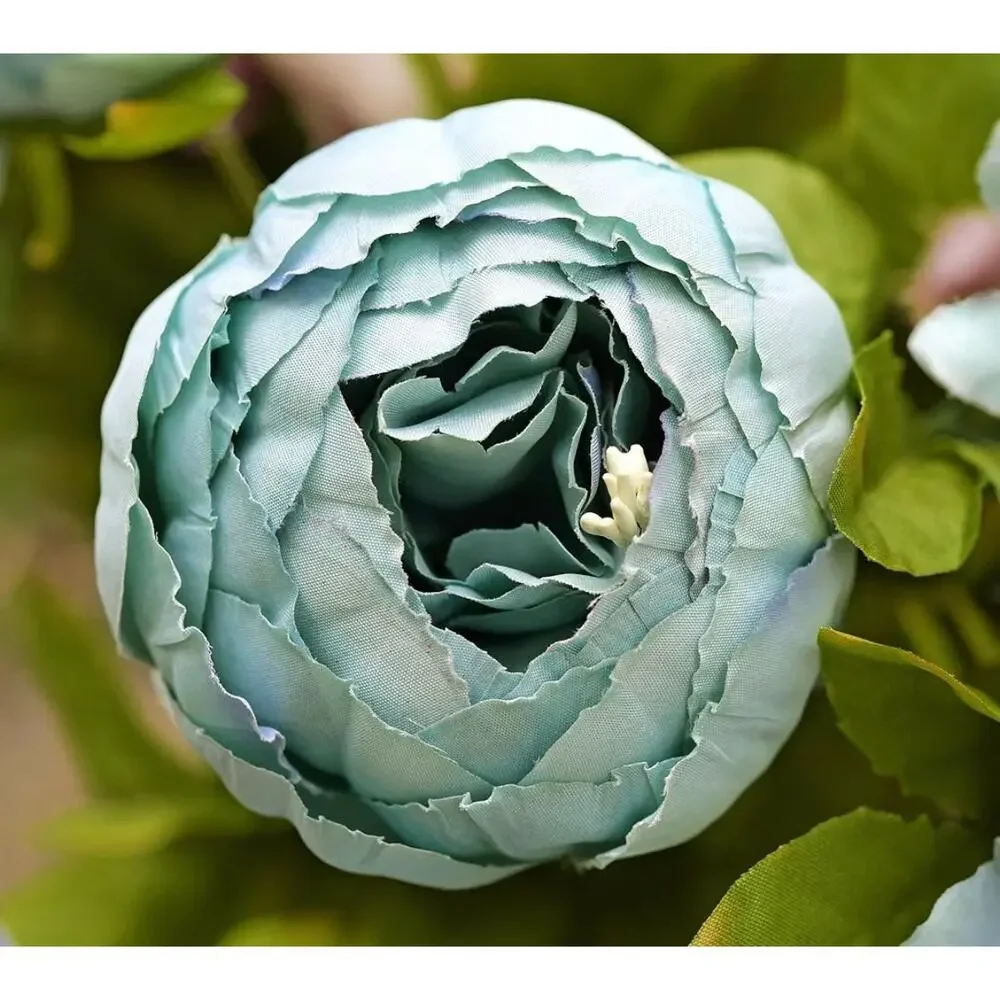 Mixed Blue Artificial Peony Bouquet (Set of 2)